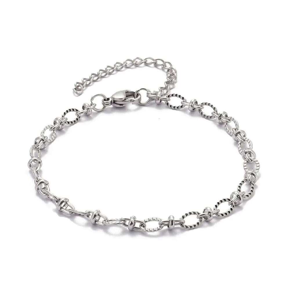 5pcs/Lot 17-22cm Never Fade Stainless Steel 4x12mm Paperclip Cross Link Chain Bracelet Women Handmade DIY Charm Jewelry Making 26H0206