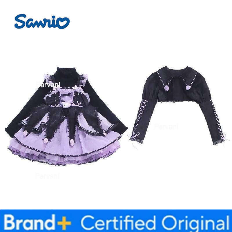 Sanrio Kuromi Girls Lolita Spring Autumn New Princess Dress Anime Figure Birthday Kawaii Cartoon Suspender Skirt H260206 - view 6