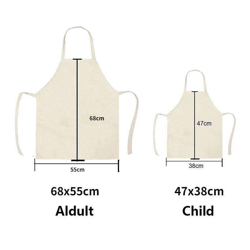 1 piece cake donut pattern printed linen kitchen cooking baking apron home cleaning anti-stain tool S260205