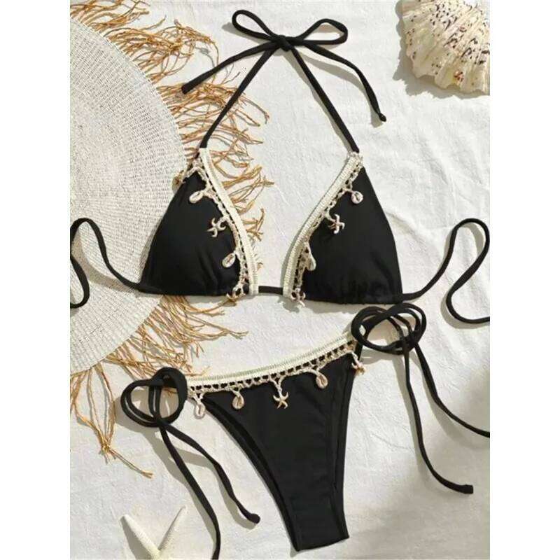 New Splicing Halter Strappy Brazilian Women Swimwear Female Swimsuit Two-pieces Bikini set Bather Bathing Suit Swim K6024 XJ260206