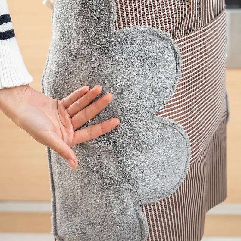 Apron Erasable Hand Kitchen Waterproof Oxford Cloth Striped Japanese Style Bib for Home Cleaning Accessories S260205