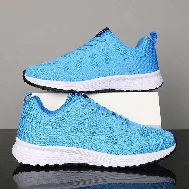 Women's Casual Flat Mesh Breathable Training Platform Comfortable Fashionable Versatile Dopamine Tennis Shoes