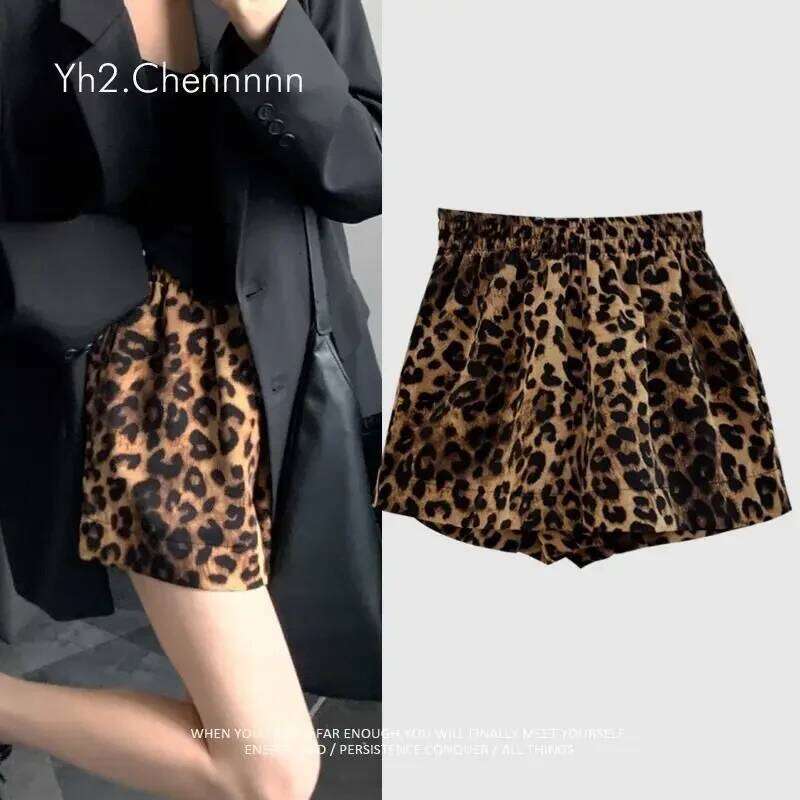 Summer Thin High Leopard Print Casual Shorts Women's Loose Flattering Pants Middle Waist from Mainland China XJ260206