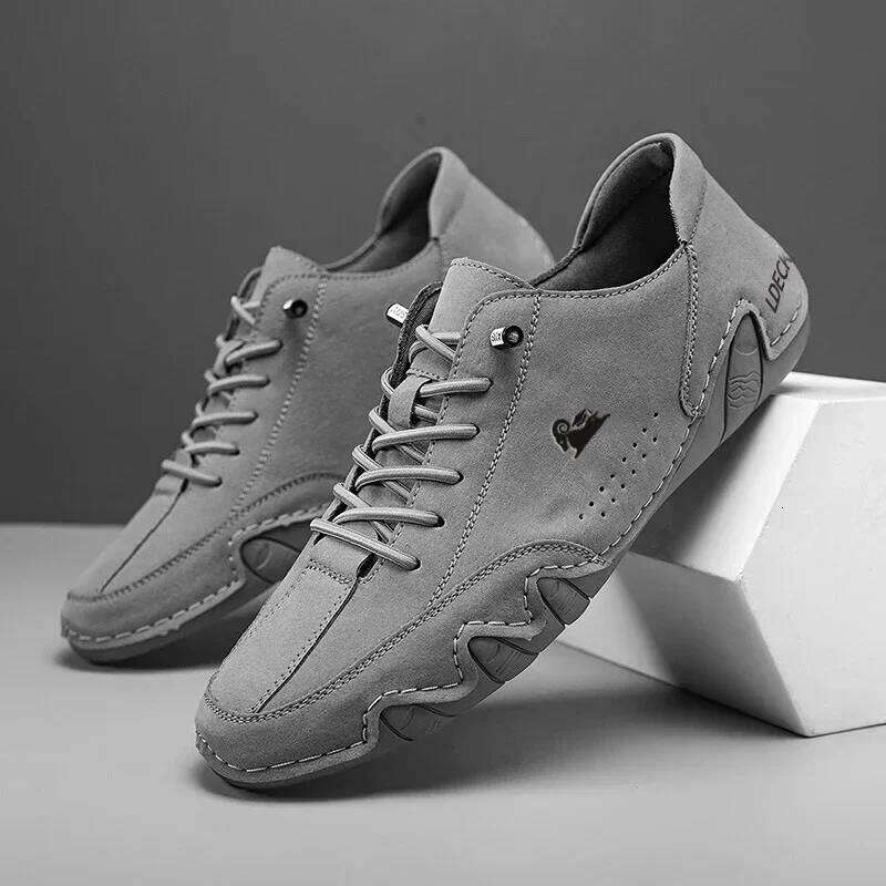 Comfortable Men's Casual High Quality Soft Retro Lace Up Unique Texture Versatile for Office Commuting Le Fu Shoes