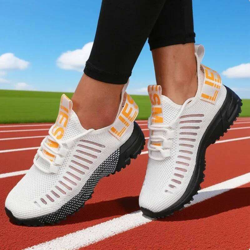 Fashion Mesh Running Lightweight Breathable Walking Shoes Plus Size Comfort Non-Slip Casual Flat Sole Sneakers Quick Dry