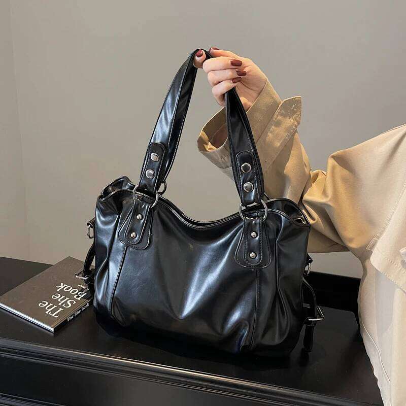Retro Shoulder Women PU Leather Tote Fashion Large Capacity Crossbody Bag Top Handlebag Hobo Bags for Travel & Commuting Y260205