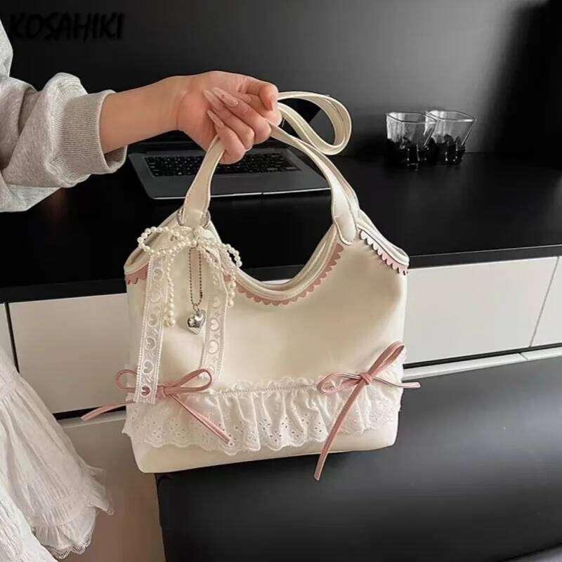 2026 New Women Chic Bow Fashion Casual All Match Underarm Bag Sweet Y2k Aesthetic Fairy Elegant Handbags Y260205