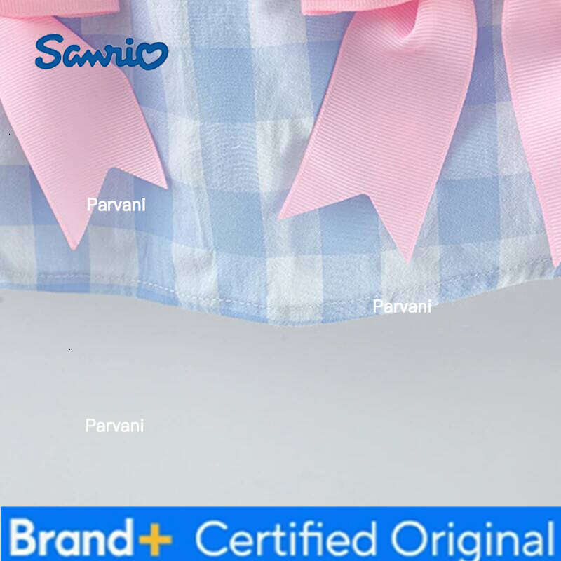 Sanrio Summer New Baby Girls School Style Small Animal Print Blue Plaid Bow Princess Dress Sleeveless Lightweight H260206 - view 7