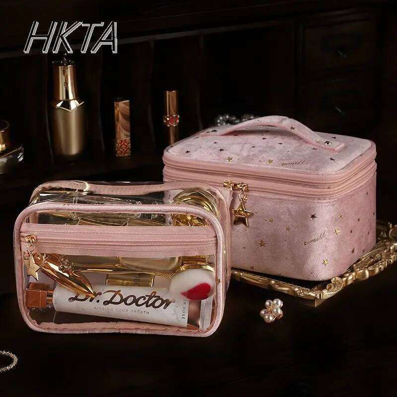 Lolita Embroidery Portable Makeup Women Large Capacity Printing Pink Cosmetic Organizer Bags Ladies Cute Storage Bag Girls Y260206