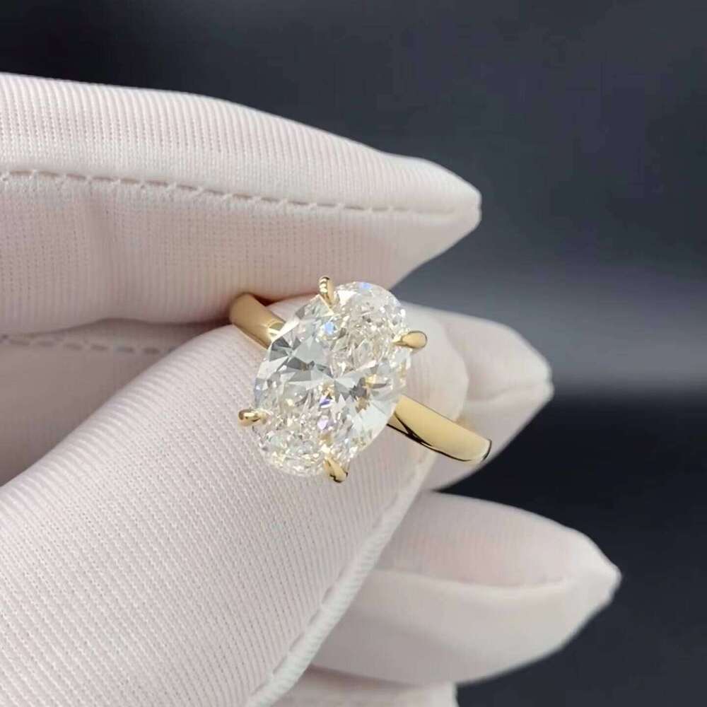 Anster IGI Certificated CVD HPHT Oval 2Ct 5Ct Lab Grown Diamond Custom 10K 14K 18K Solid Gold Ring Fine Jewelry