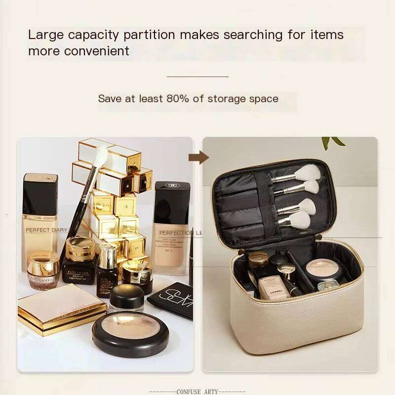 Women's Large Capacity PU Leather Handheld Makeup Bag - 2025 New Arrival Travel Toiletry Organizer with Multiple Compartments Y260206