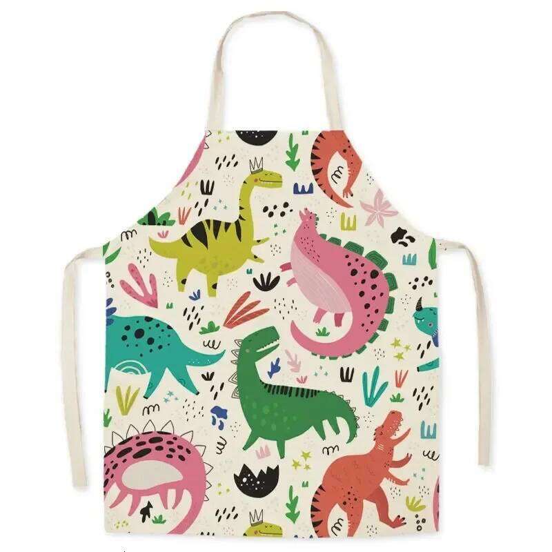 Cartoon dinosaur cute kitchen linen soft cloth adult children's bib home baking cooking cleaning sleeveless apron S260205