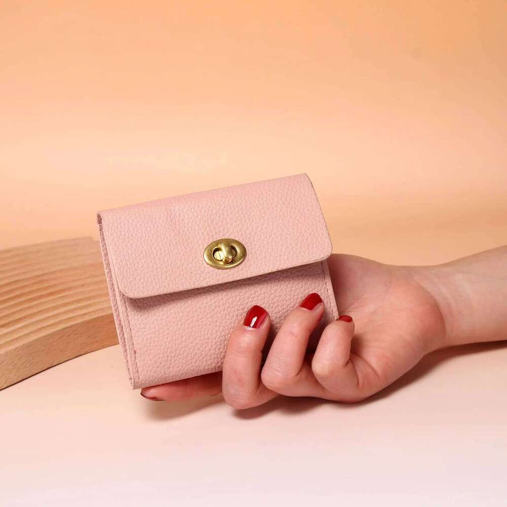 Fashionable and trendy clasp coin purse, solid color Korean style women's clutch bag, short style, student card holder. Y260206