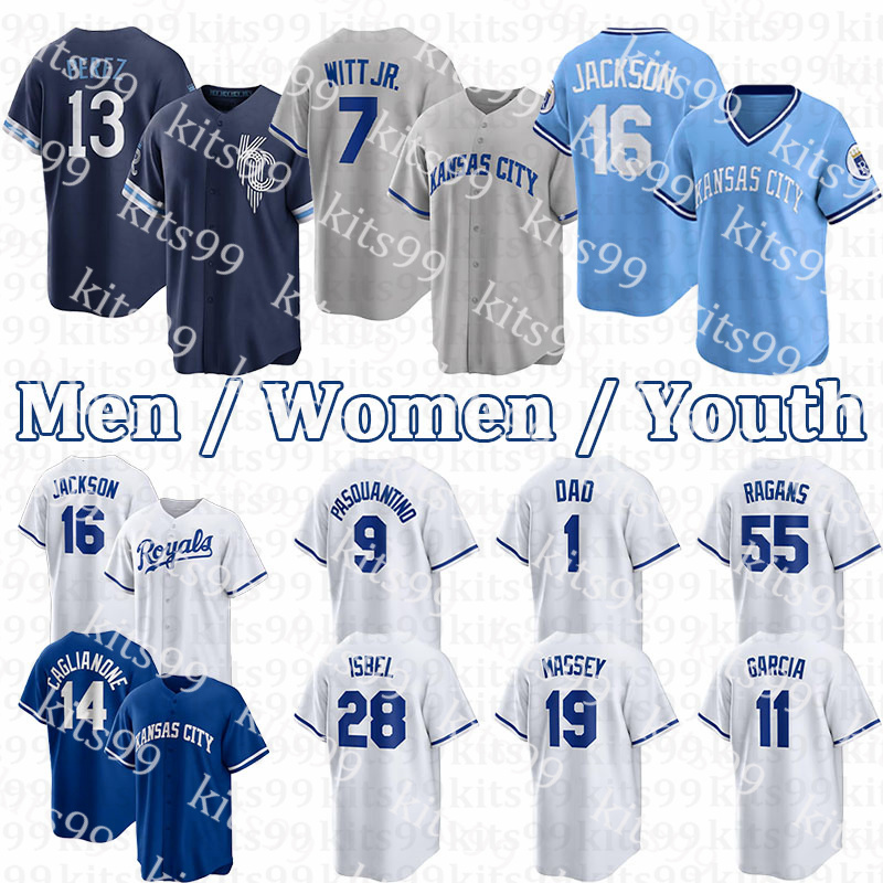 7 Bobby Witt Jr. Kansa City Royals jersey 13 Salvador Perez 9 Vinnie Pasquantino Michael Massey Cole Ragans MJ Melendez Jonathan India Baseball Jerseys