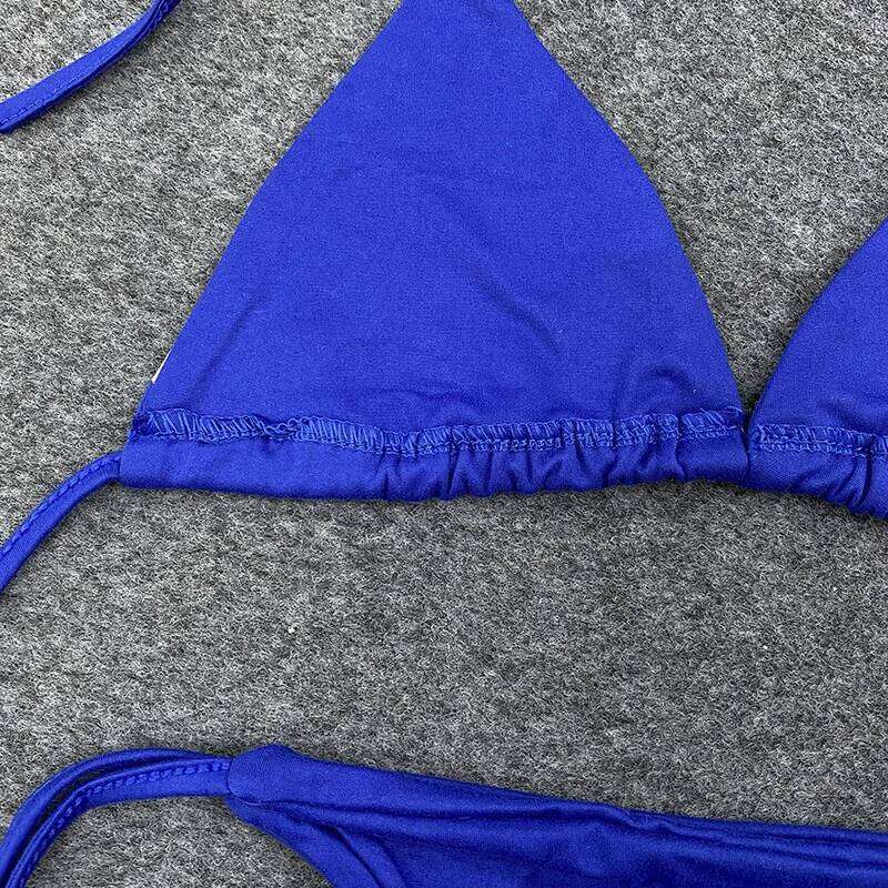 American Popular Sexy 2000s Slim E-girl Bikini Blue Personalized Printing Hanging Neck Two-piece Fashion Women's Briefs Swimsuit Z260206
