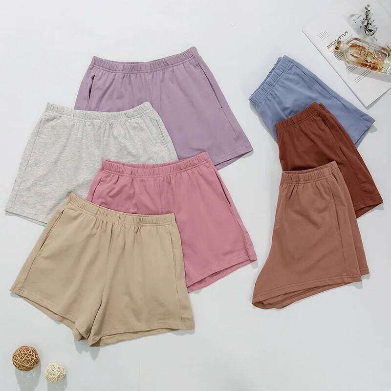 Casual Loose 95% Cotton Shorts Knitted Women High-wasit Soft Streetwear Sport Running Basic Summer Short With Pockect Mujer C260206