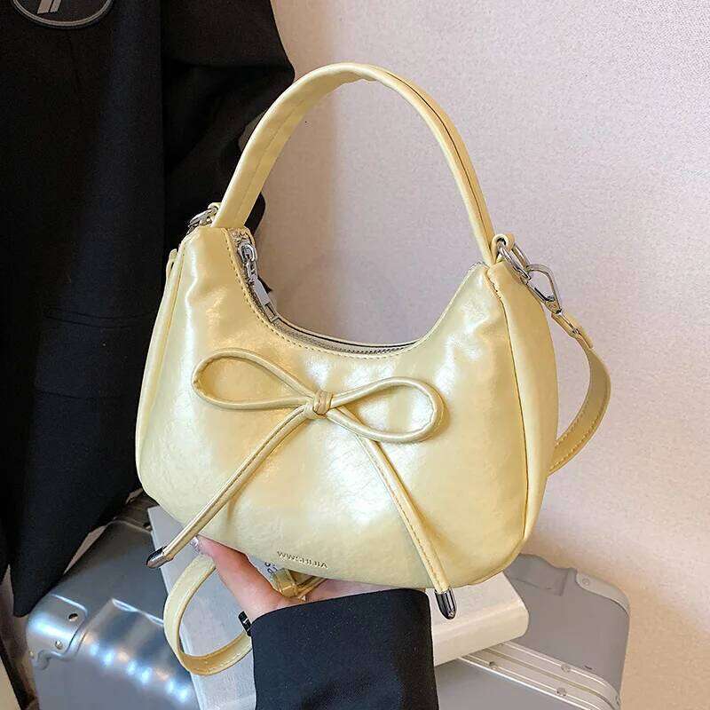 Bow Shaped Handbags For Women Solid Color Casual Letter Mini Single Shoulder Bags 2025 New Versatile Commuting Crossbody Bag Y260205