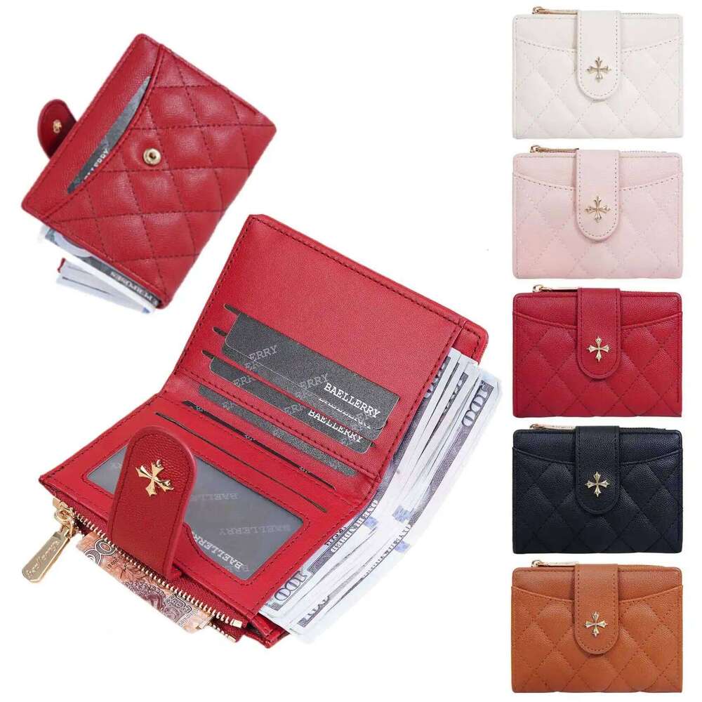 Four-Leaf Clover Quilted Zipper Coin Purse Bifold Women's Short Wallet Multi-Functional Fashion Casual Multi-Slot Card Holder Y260206