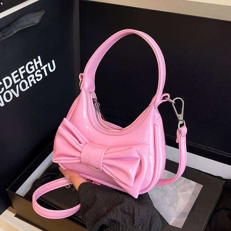 Pink Bowknot Clutch Luxury Silver Handbag Red Wedding Purse Super Mini Pu Leather Crossbody Mobile Phone Lady Wrist Bag Y260205