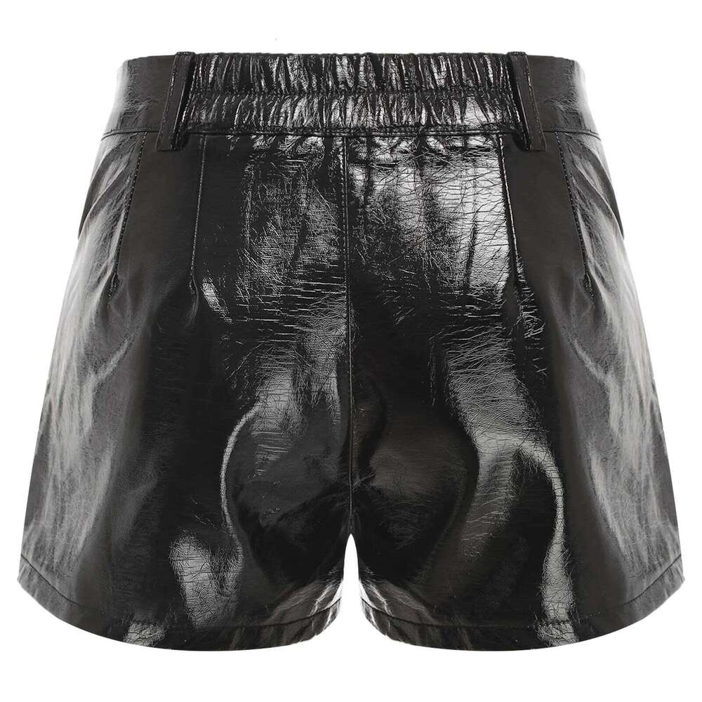 Womens Rivets And Belt PU Leather Pants Hot Shorts Slim Fit Short Bottoms Club Rock Music Festival Costume XJ260206