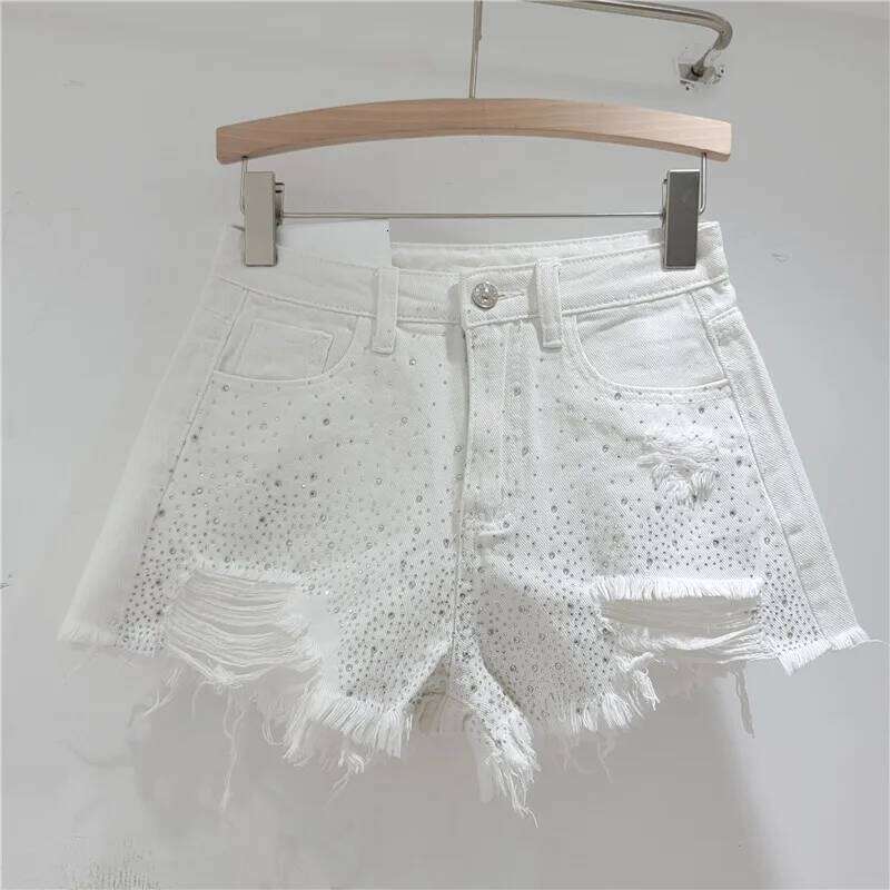 Denim Shorts for Women in The Summer of 2025 High Waisted and Slimming New Style Spicy Girl with Ripped Sexy Wide Leg Trousers XJ260206