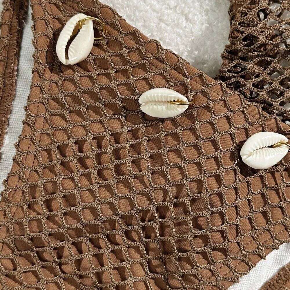 Casual Mesh 3 in 1 Swimwear Set Slim Fit Deep-V Bikini Bathing Suit Beachwear Clothing Lace Up Sleeveless Swimsuit Beach Z260206