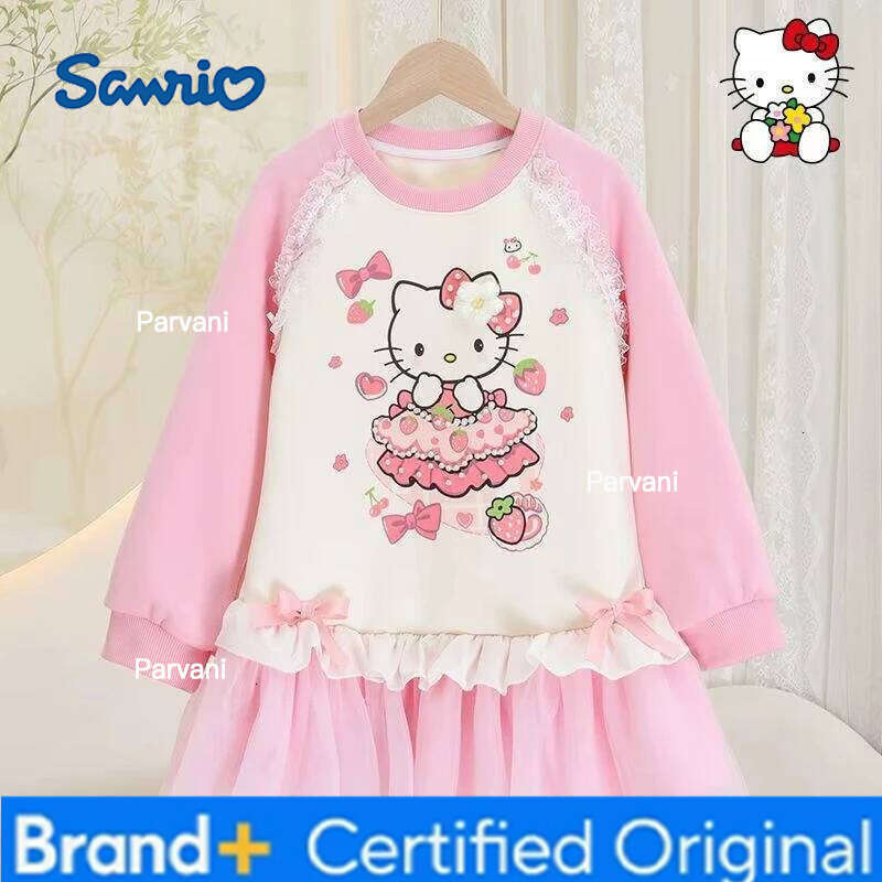 Sanrio Anime Hello Kitty girls' fleece hooded sweater princess dress long-sleeved top children's autumn and winter warm jacket H260206 - view 6
