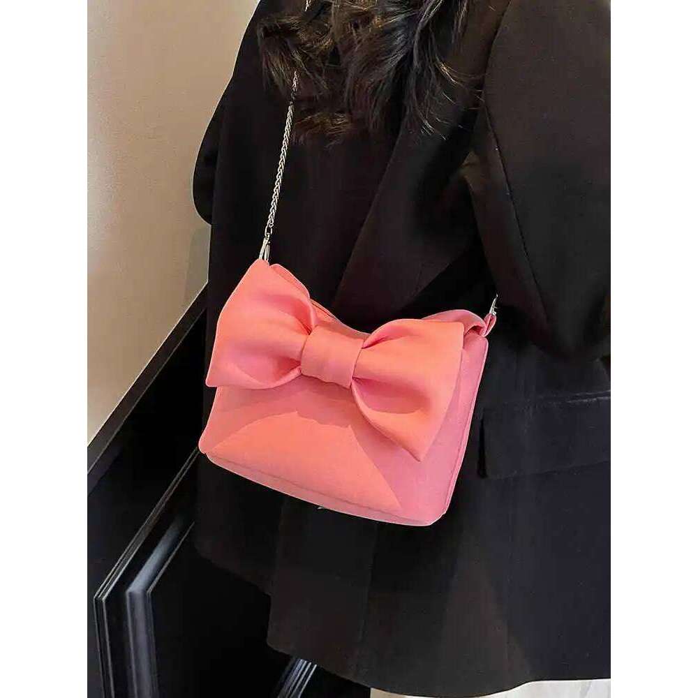 Fashion Niche Women's Bow Handbags New Versatile Commute One Shoulder Crossbody Chain Bags Elegant Banquet Party Clutch Y260205