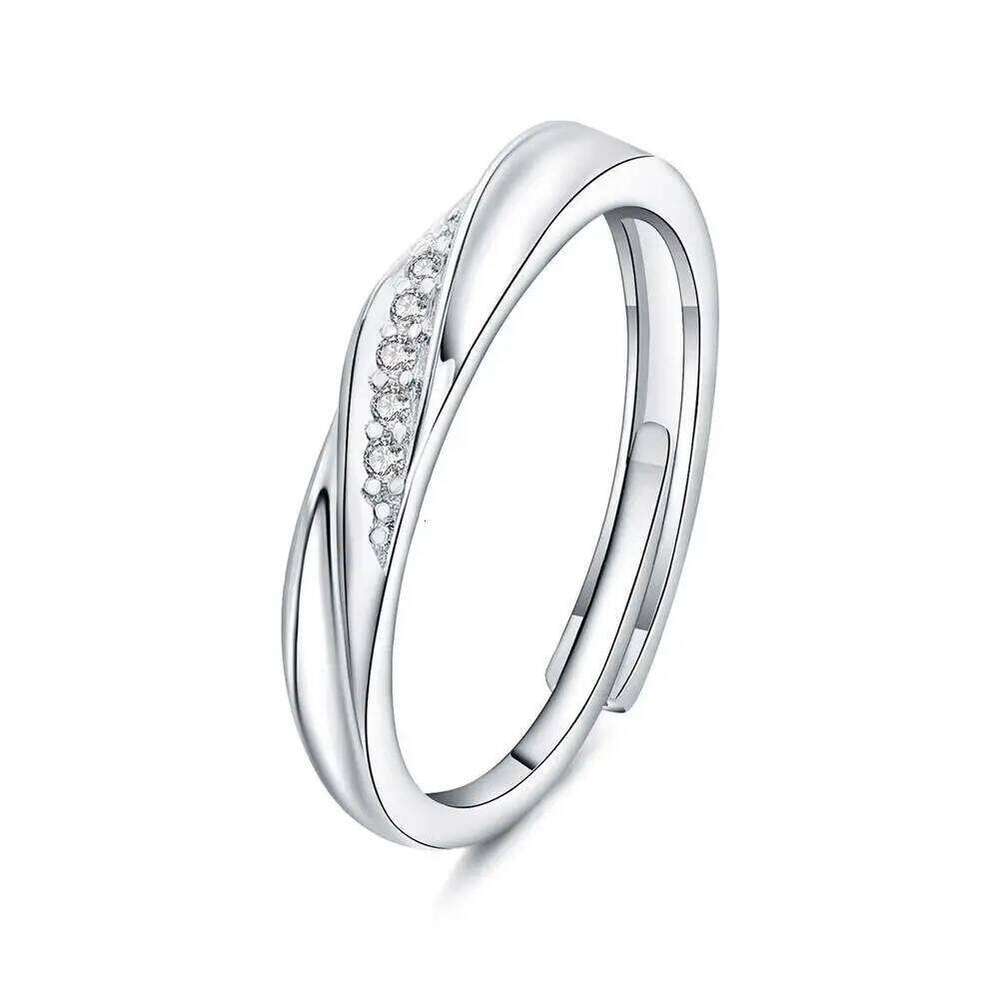 Simple Fashion Couple Rings Set Silver Color Opening Adjustable Finger Light Luxury Jewelry For Women Men Anniversary Gift Z7M4 W260206