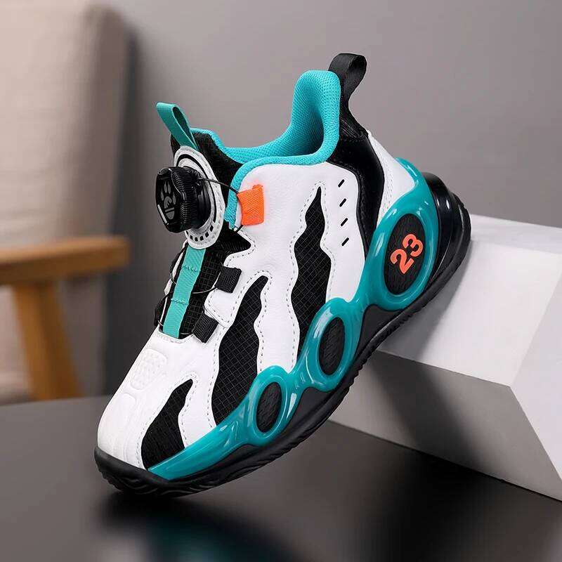 Fashion Basketball for Kids High-top PU Leather Sports Children Casual Shoes Boys Girls Comfortable Gym Trainers New 26Y0206