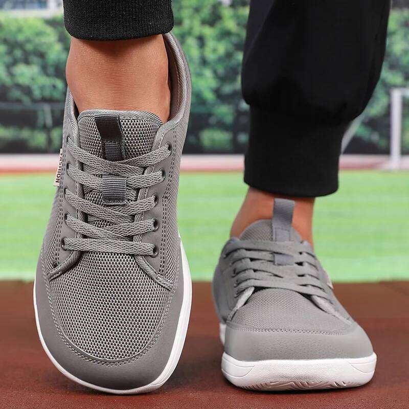 Wide Toe Men's Retro Casual Breathable Mesh Solid Color Walking Anti Collision Big Head Lightweight Sports Shoes