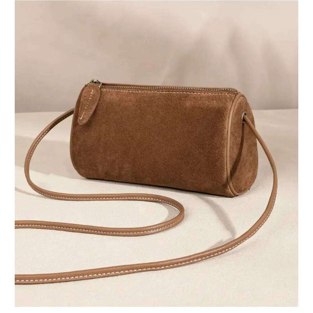 2025 new style Melard wind suede PU women's retro round cylinder matte business single shoulder cross-body Boston bag XJ260129