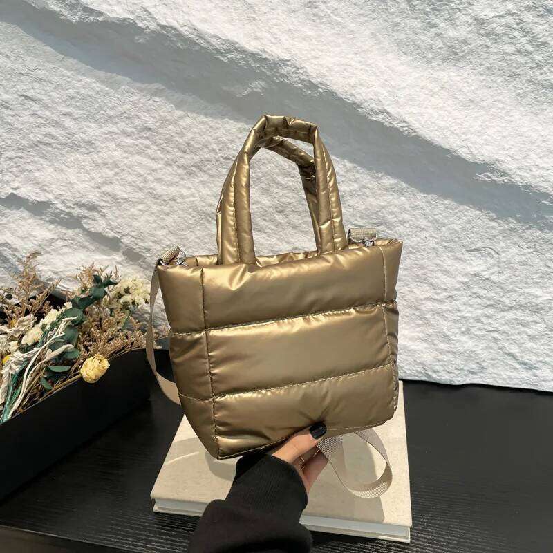 Women Bags Woman Puffy Lightweight LargeCapacity Quilted Shoulder Adjustable Strap Puffer Tote Handbag Shopping Bag XJ260129