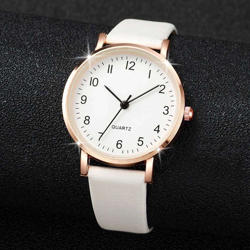 2PCS Fashion Arabic Dial Women's Quartz Watch Leather Band Watches SetWithout Box Z260206