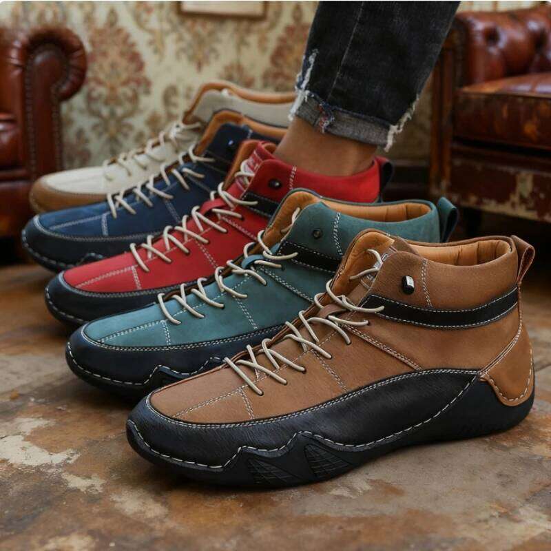 Handmade leather Casual Men New 2025 Outdoor Slip On Loafers Flats Moccasins Walking Shoes Non-Slip Dropshipping