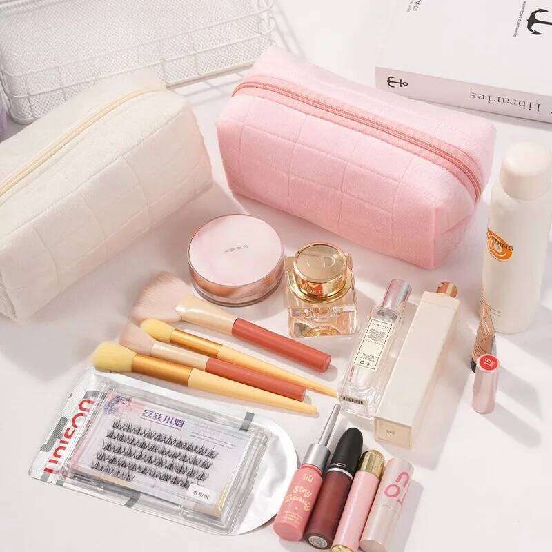 Suede Cosmetic Large Storage Bag, Travel, Business Trip, Portable High-value Makeup Pouch Organizer Bag Y260206