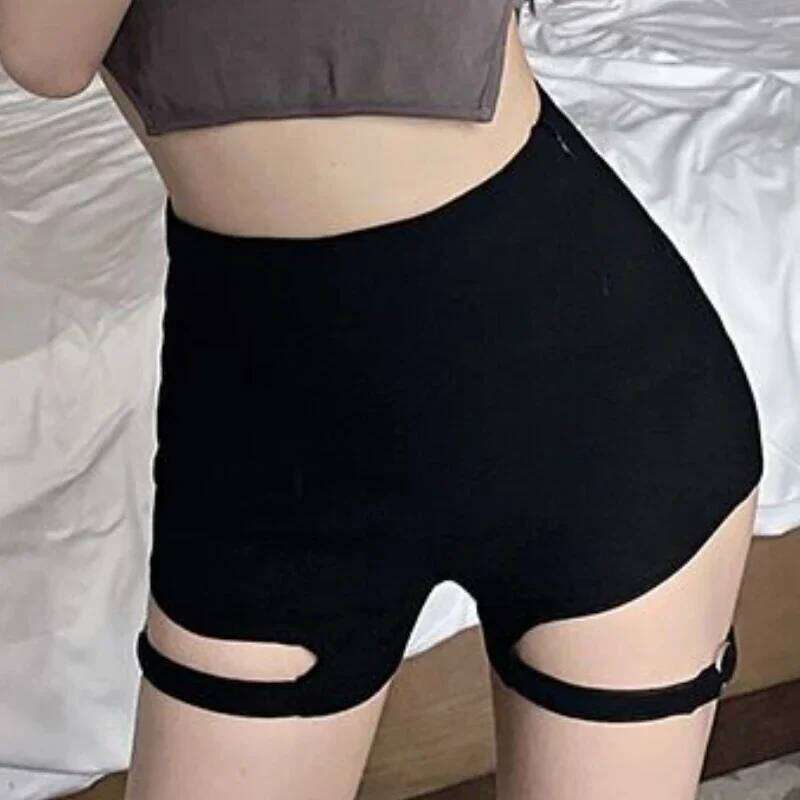 Shorts Women Skinny Sexy Solid Hip Pop Chic Simple Hollow Out Casual High Waist All-match Dancer Hot Girls Korean Style Fashion XJ260206