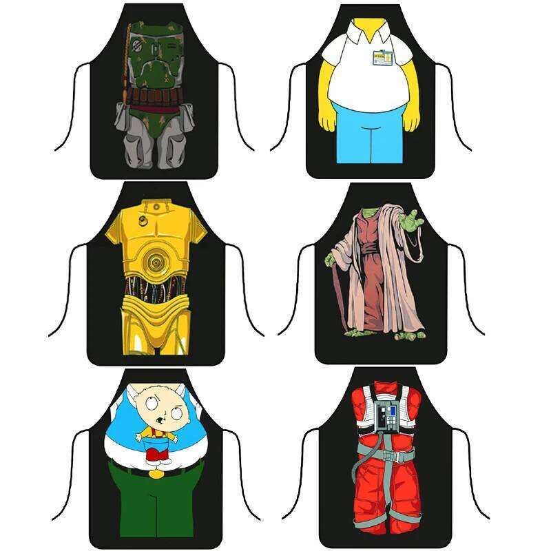 Kitchen Apron Funny Chef Cooking Gag Gift Stain-proof Creative BBQ Cleaning Baking Party Aprons for Men Women S260205 648