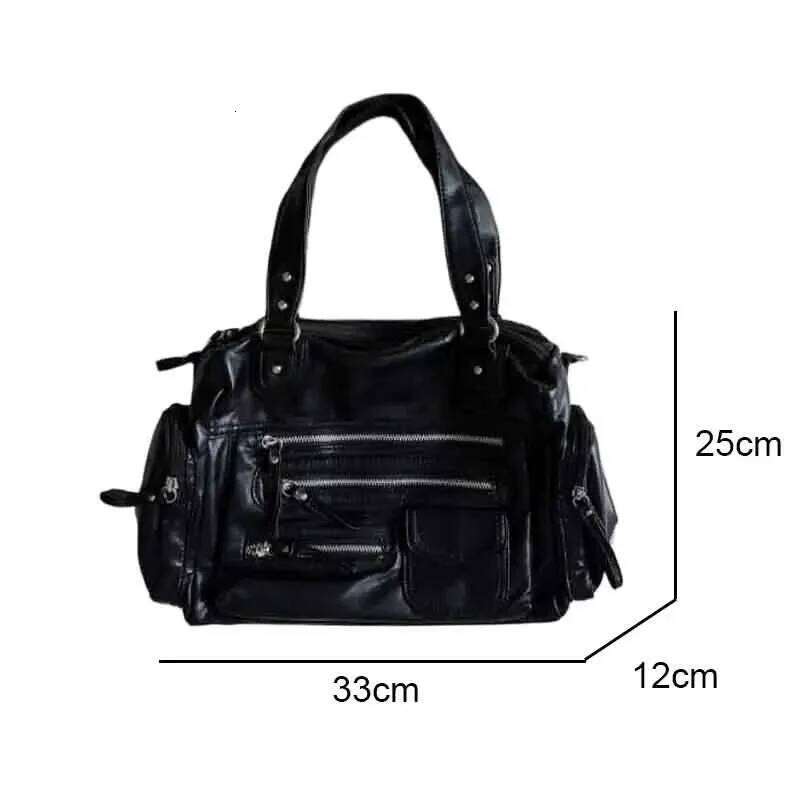 Vintage Punk Women Tote 2025Trend Large Capacity Crossbody Shoulder Bags Mujer Moto Style Multi Pockets Commute Bolso Y260205