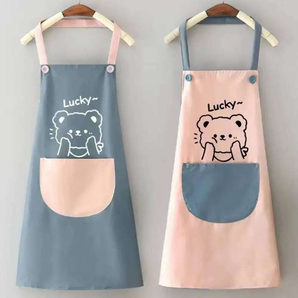 Cute Pocket Hand-wiping Kitchen Household Cooking Oil-proof Waterproof Men Women Adult Coffee Overalls Wipe Hand Apron S260205