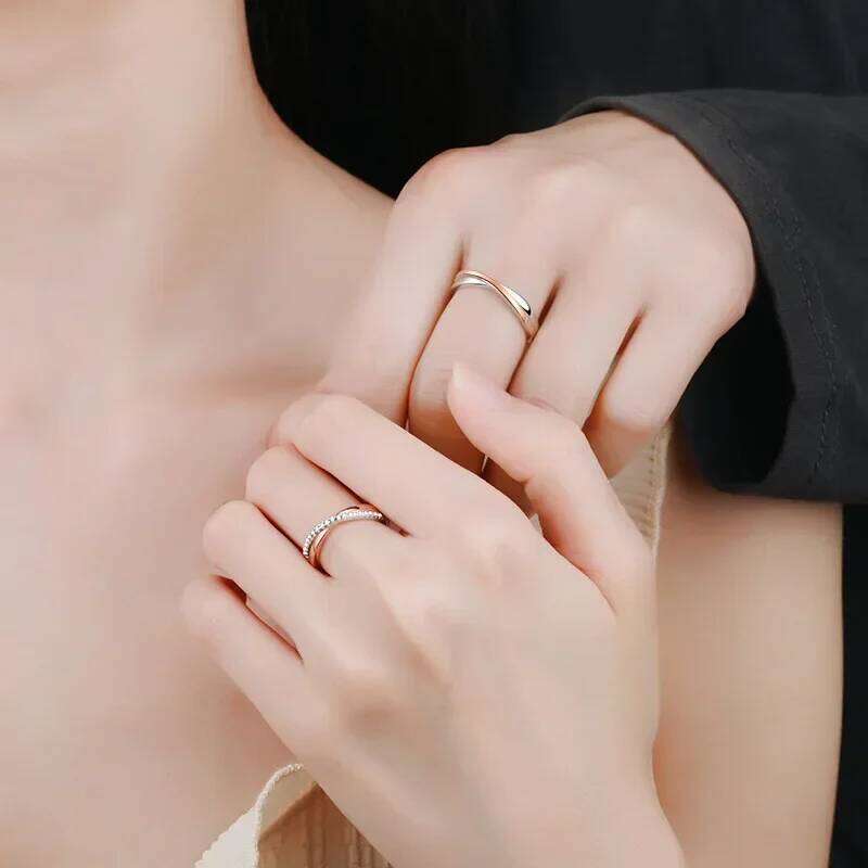 Monkton 925 Sterling Silver Couples Rings Micro-set A Pair Adjustable Lover Cross Ring for Men Women Festival Party Jewelry Gift W260206