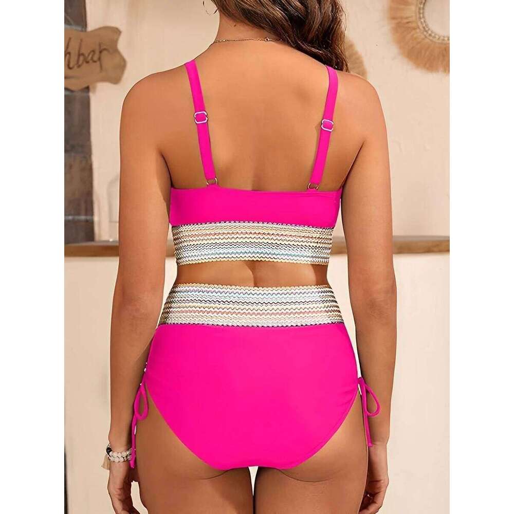V-neck Bikinis 2025 Women High Waist Swimwear Drawstring Swimsuit Female Beachwear Summer Bathers Bathing Swimming Swim Suit XXL Z260206