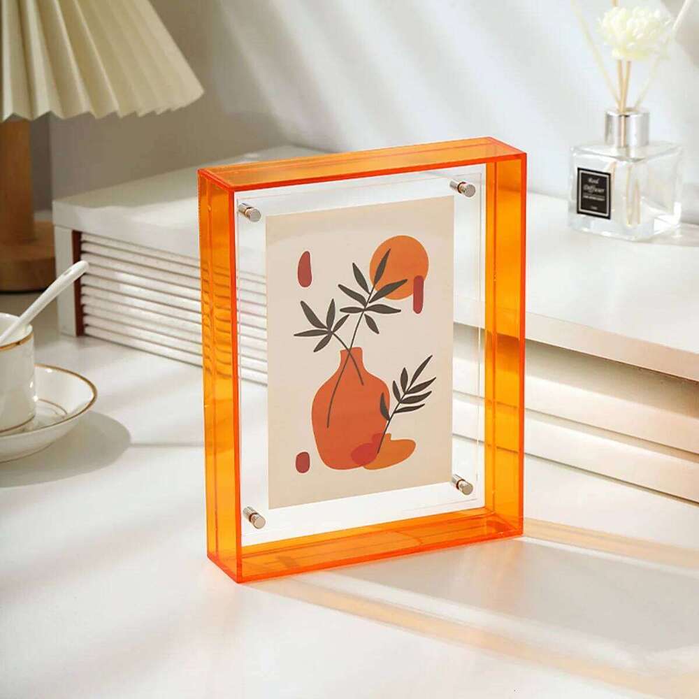 1pc Acrylic Photo Frame Plastic Rectangle Hollow Picture Frames Two Side Case Transparent Drawing Framework Home Decorations S260205