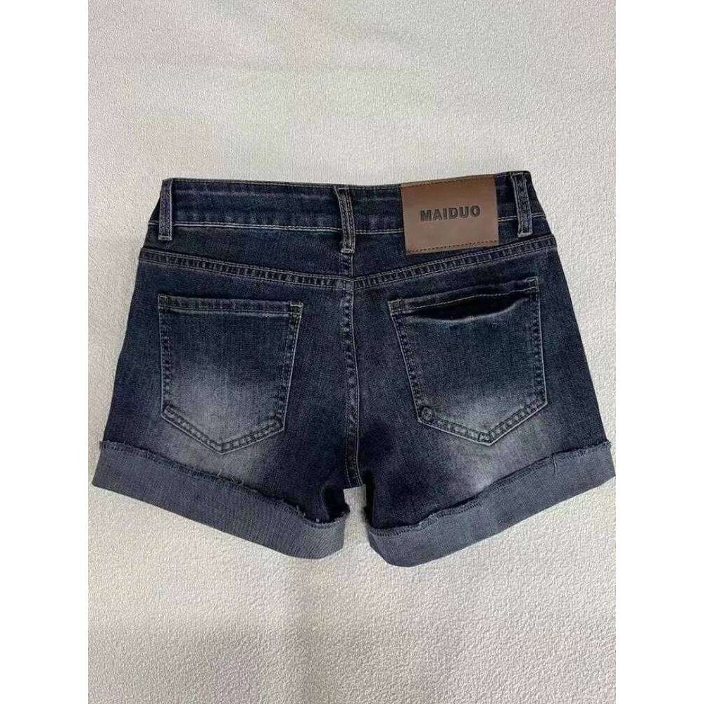 HOUZHOU Retro Denim Women Sexy Low Waist Hip Pop Washed American Vintage Distressed Harajuku Summer Jean Shorts XJ260206