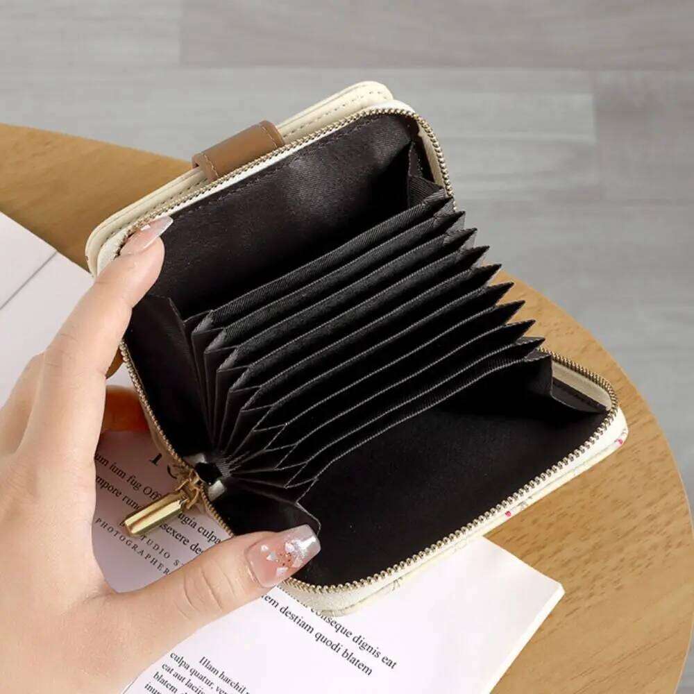 Fashion Flower Short Wallet Mini PU Leather ID Card Holder Lightweight Large Capacity Money Bag for Women Y260206