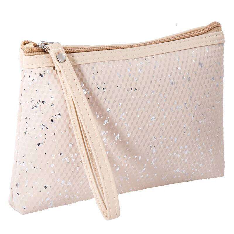 New Fashion sequin PU Leather Cosmetic Large Capacity Portable Women's Handheld Makeup Storage Bag Y260206