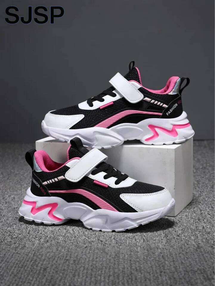 Children's Casual Pink Mesh Breathable Girls, Fashionable Lightweight Running Teenagers Aged 7-15, Student Kids' Sports Shoes for Gi 26Y0206