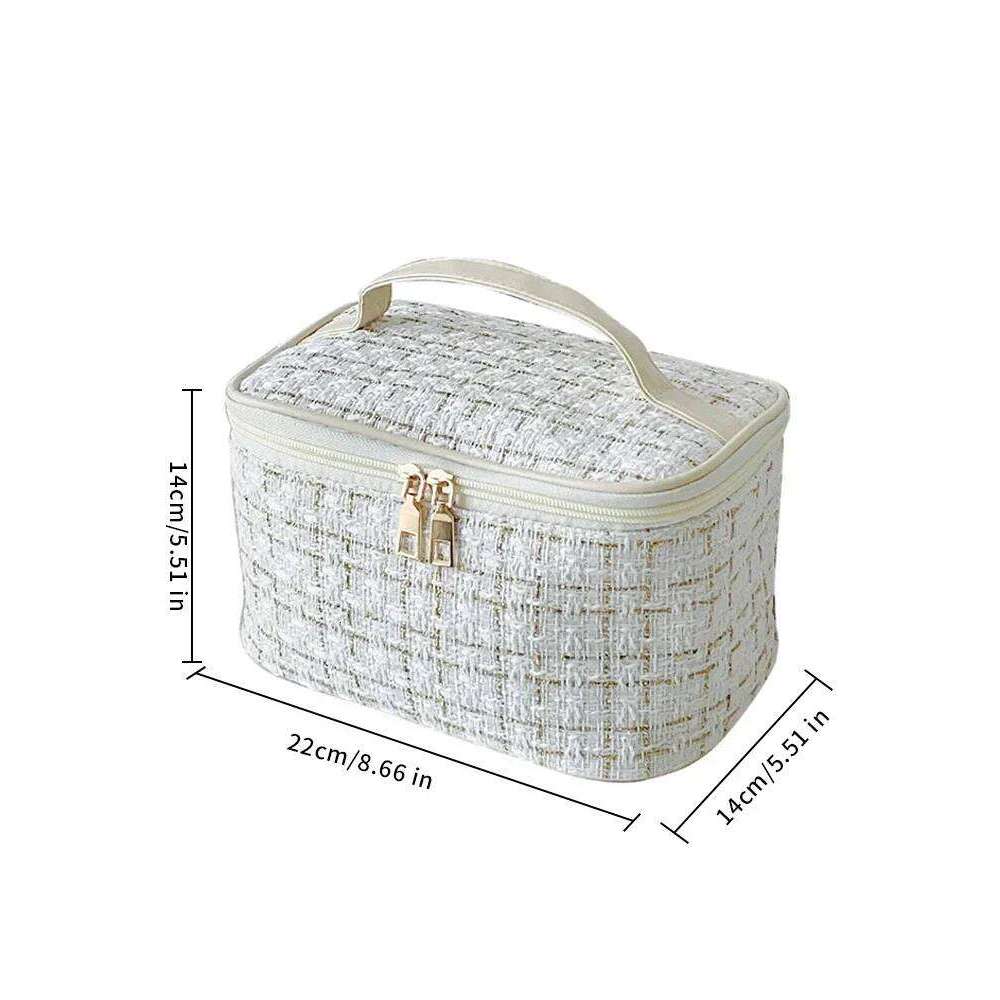 New Korean Style Of The Plaid Small Perfume Handheld Large-capacity High-color Cosmetic Storage Bag for Women Y260206