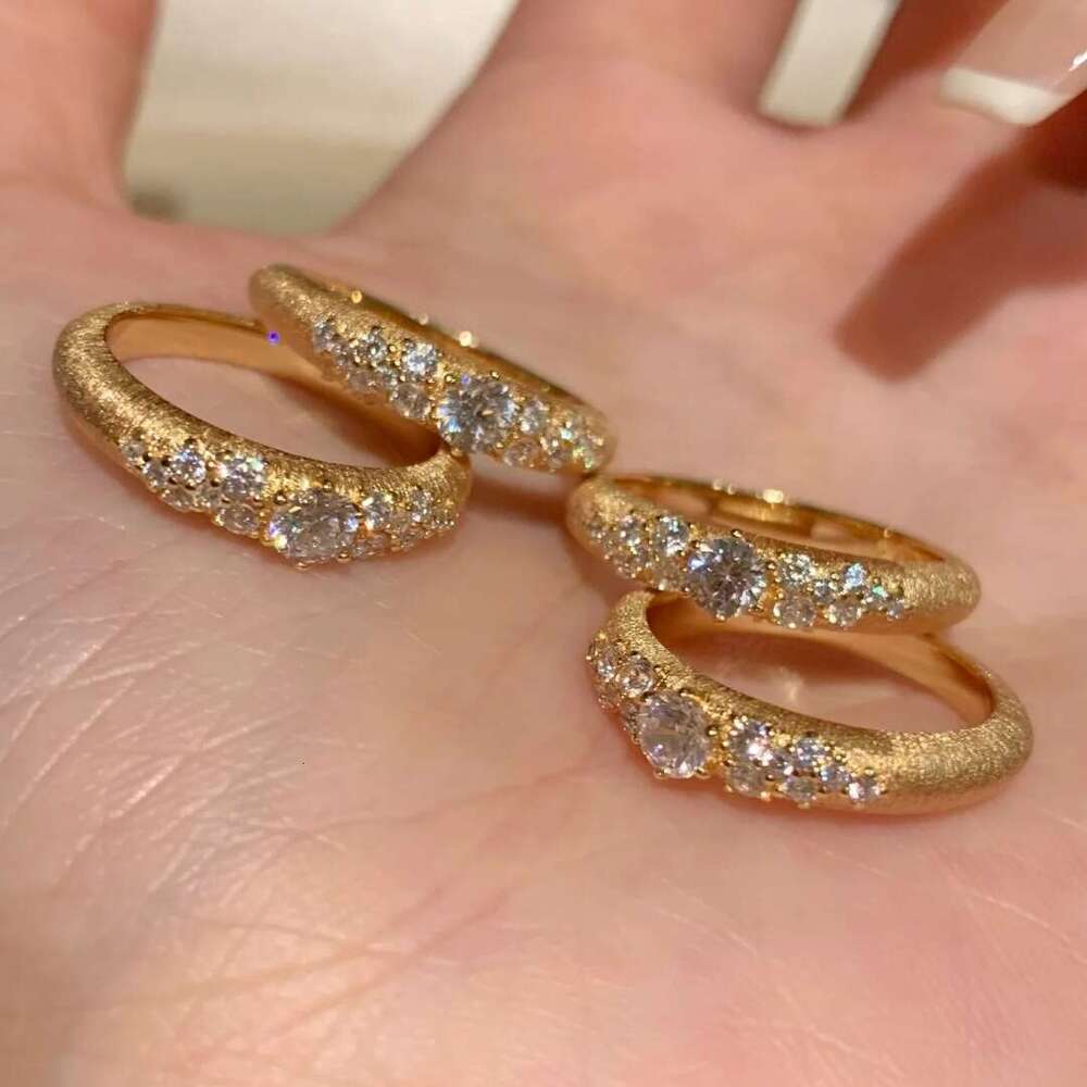 Scattered Stars River" Brushed Diamond Vintage Luxury High-end Heavy Craft Full Sky Star Ring