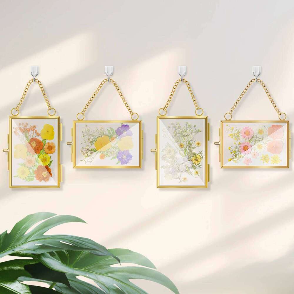 4Pcs Picture Hanging Double Glass Floating Photo Frame Wall Pressed Flower Frames Home Decor S260205